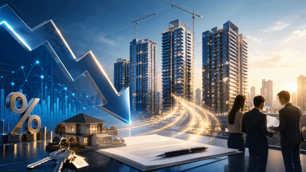 luxury residential towers under construction