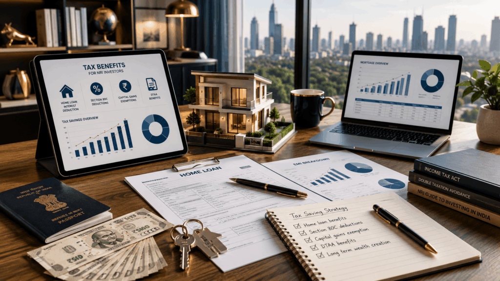 Modern workspace with tax planning tools