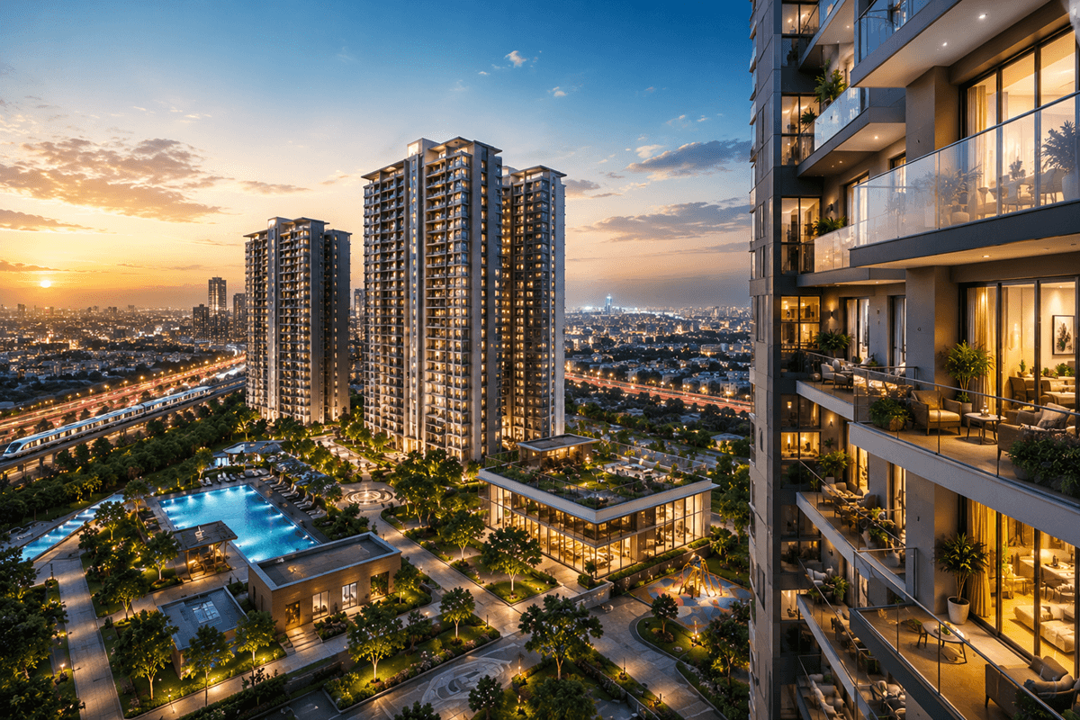 Luxury high-rise at sunset