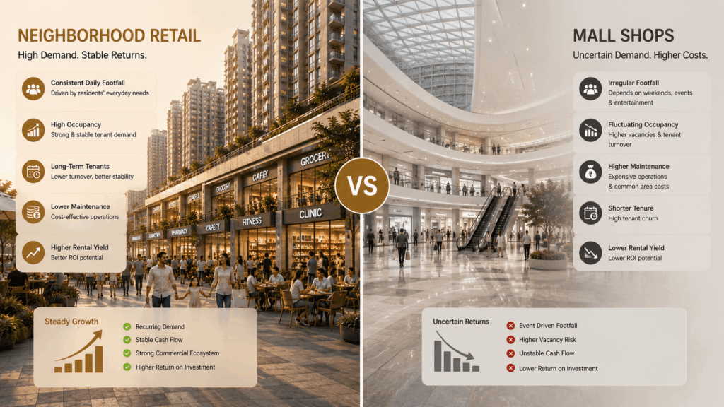 Neighborhood retail vs mall shops
