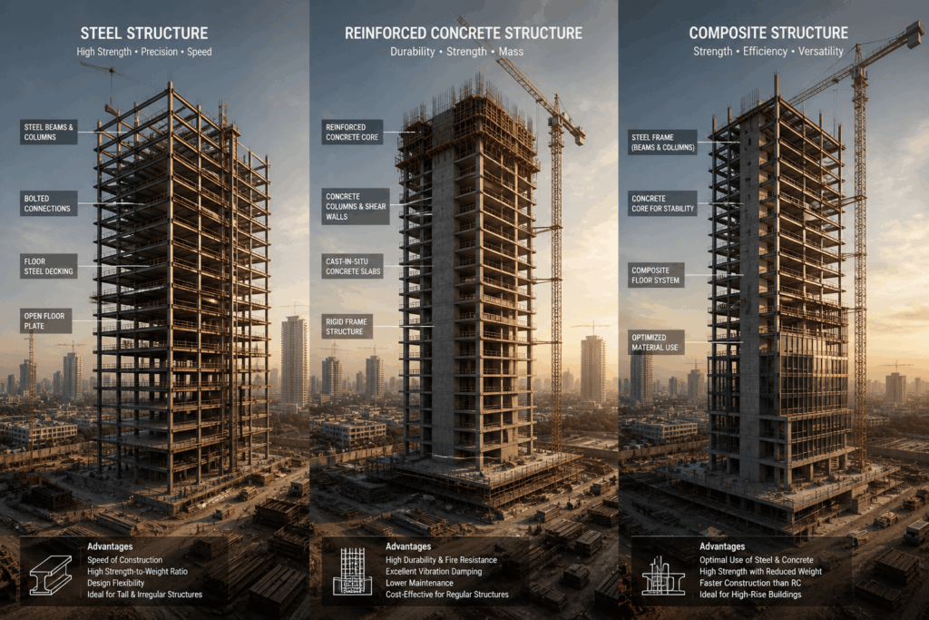 Steel vs. Concrete vs. Composite Construction