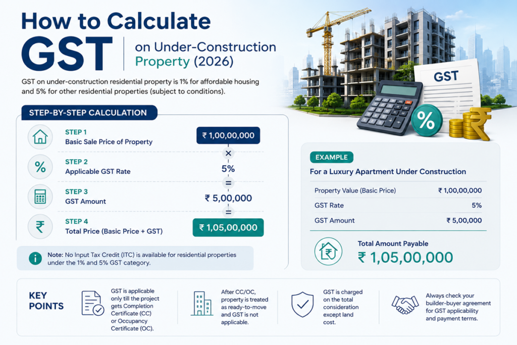 GST calculation on under-construction property
