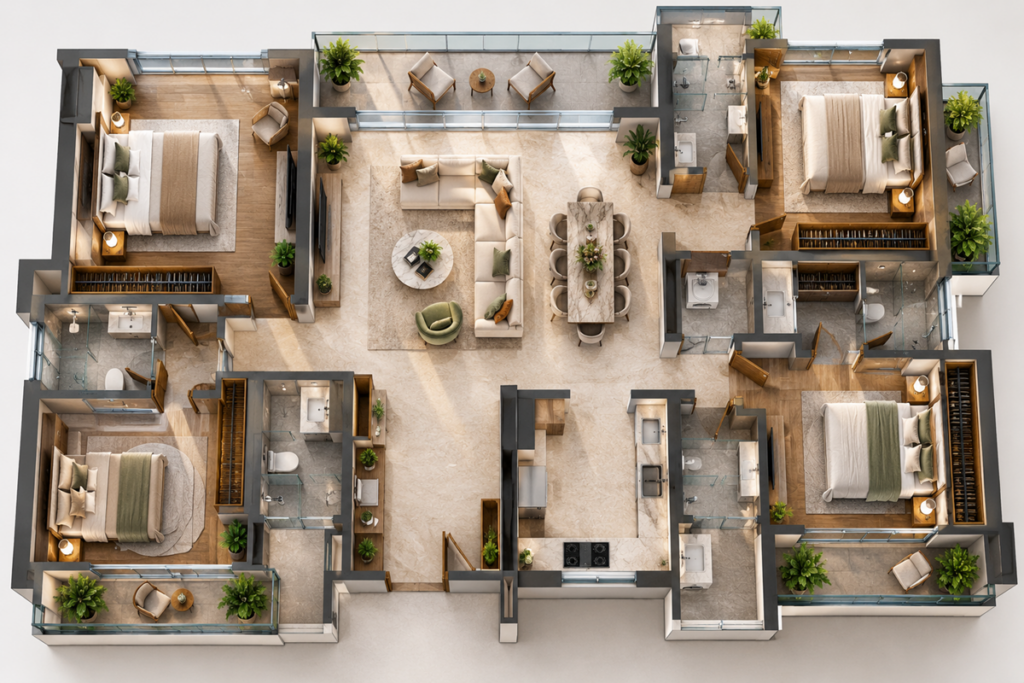 Luxury Apartment Isometric Floor Plan
